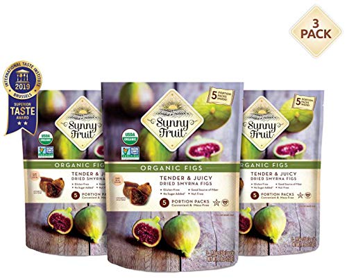 ORGANIC Turkish Dried Figs - Sunny Fruit - (3 Bags) - (5) 1.76oz