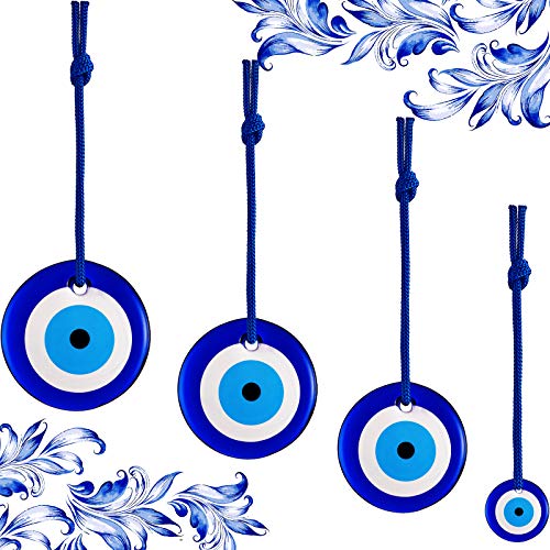 4 Pieces Blue Evil Eye Hanging Turkish Eye Bead Turkish Nazar Beads Turkish Blue Evil Eye Wall Ornament Home Protection Charm Turkish Wall Decor Amulet Hamsa Wall Decor House Decoration