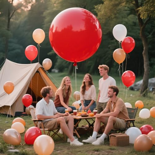 Image of Red Balloons, 9pcs 36 Inch Red Latex Balloons for Garland or Balloon Arch as Birthday Party Wedding Baby Shower Decorations