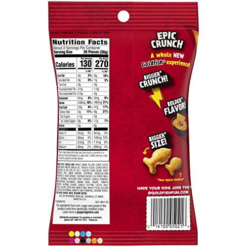 Image of Pepperidge Farm Goldfish Epic Crunch Nacho Crackers, 2.25 Ounce Snack Bag, 30 Count