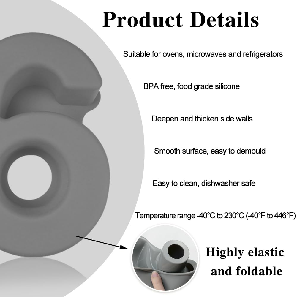 9 Piezas Espesado Silicona Molde Números Tarta 25cm 3D Grandes 10 Pulgadas Para Tartas De Cumpleaños Bodas Fiestas Aniversarios