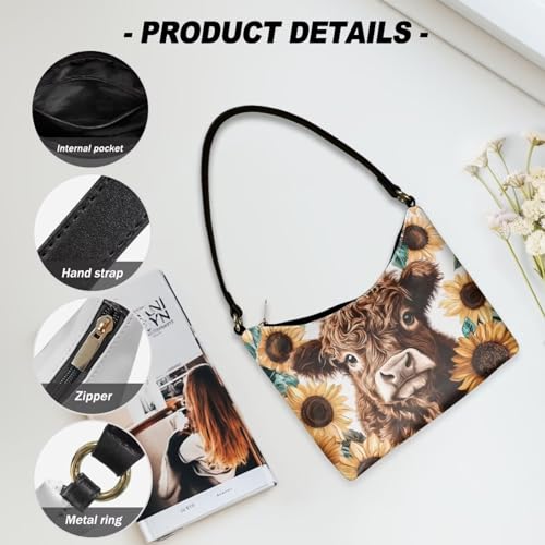 Image of Handbag for Women Leather Underam Shoulder Bag with Zipper Fashion Work Purse Waterproof Travel Wallet