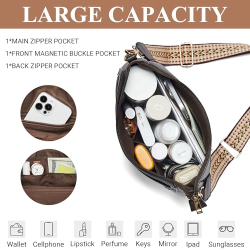 Image of Leather Crossbody Purse for Women Crossbody Bag for Daily Travel | Trendy Vegan Leather Medium Crossbody Purse with Adjustable Strap Women's Hobo Shoulder Handbags for Work