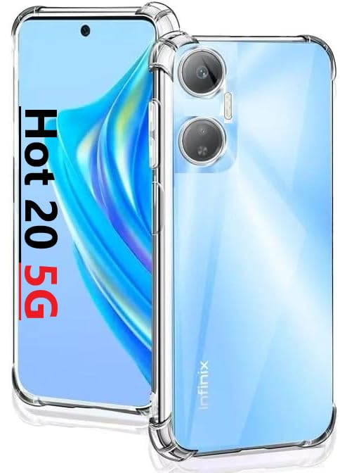 CLOYAAR Bumper Back Cover Case Transparent for Infinix Hot 20 5G|Four Corners Protection|Camera Protection Back Cover Case for Infinix Hot 20 5G -Transparent