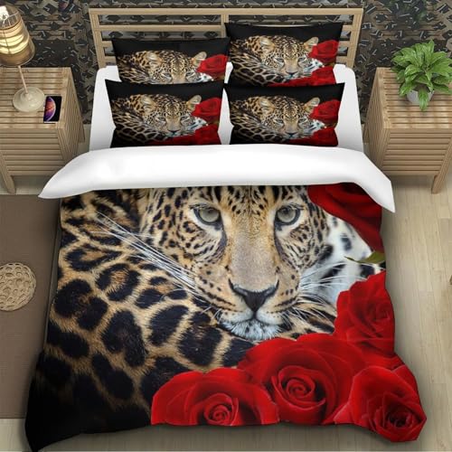 Housse de couette léopard super douce et hypoallergénique en microfibre