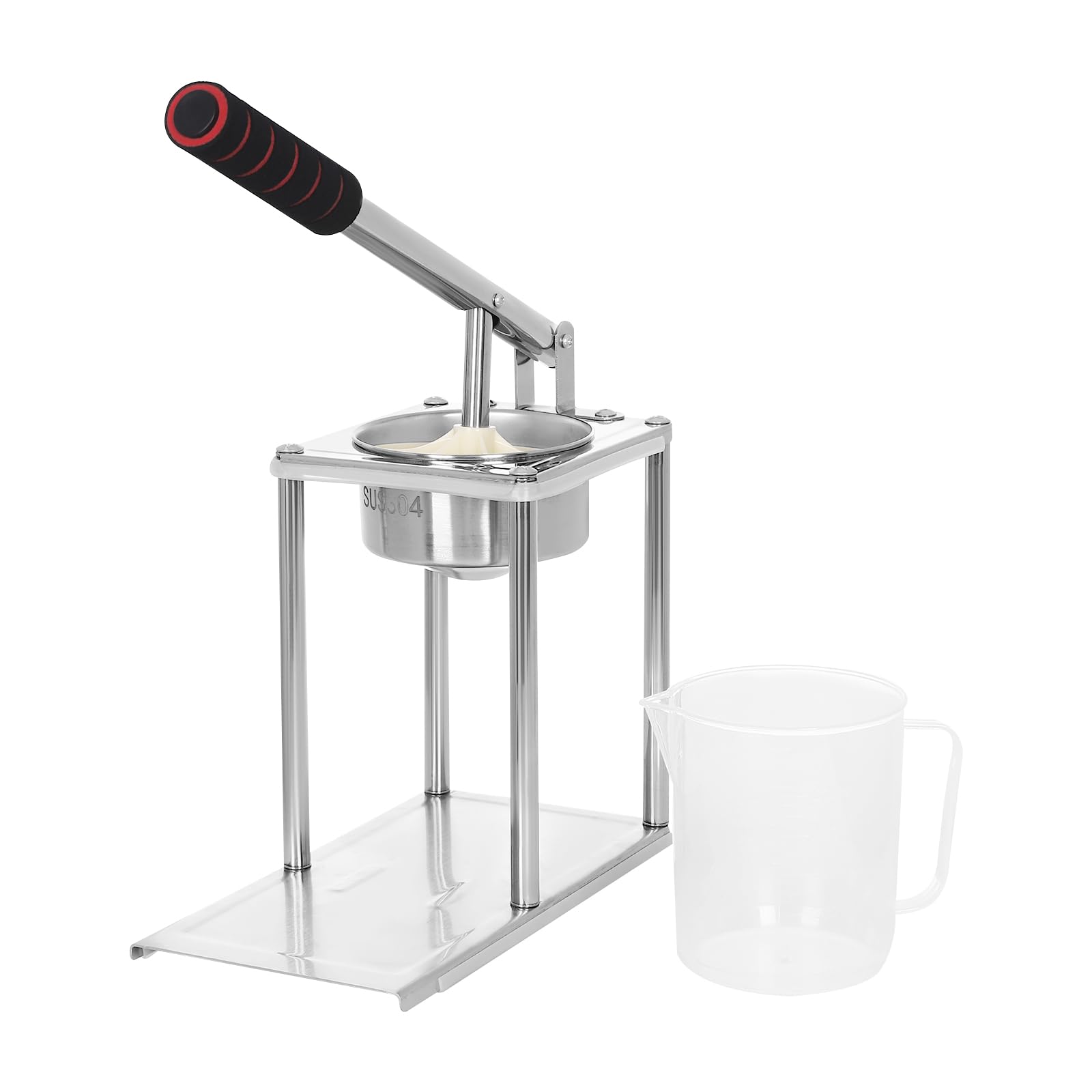 Spremiagrumi manuale in acciaio inox (SUS304) – spremiagrumi professionale con misurino da 500 ml, colino piatto e beccuccio extra grande per arance, limoni, melograni, facile da pulire