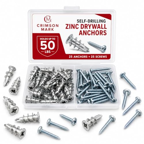 Self Drilling Drywall Kit Anchors, Screws and Bolts (50)