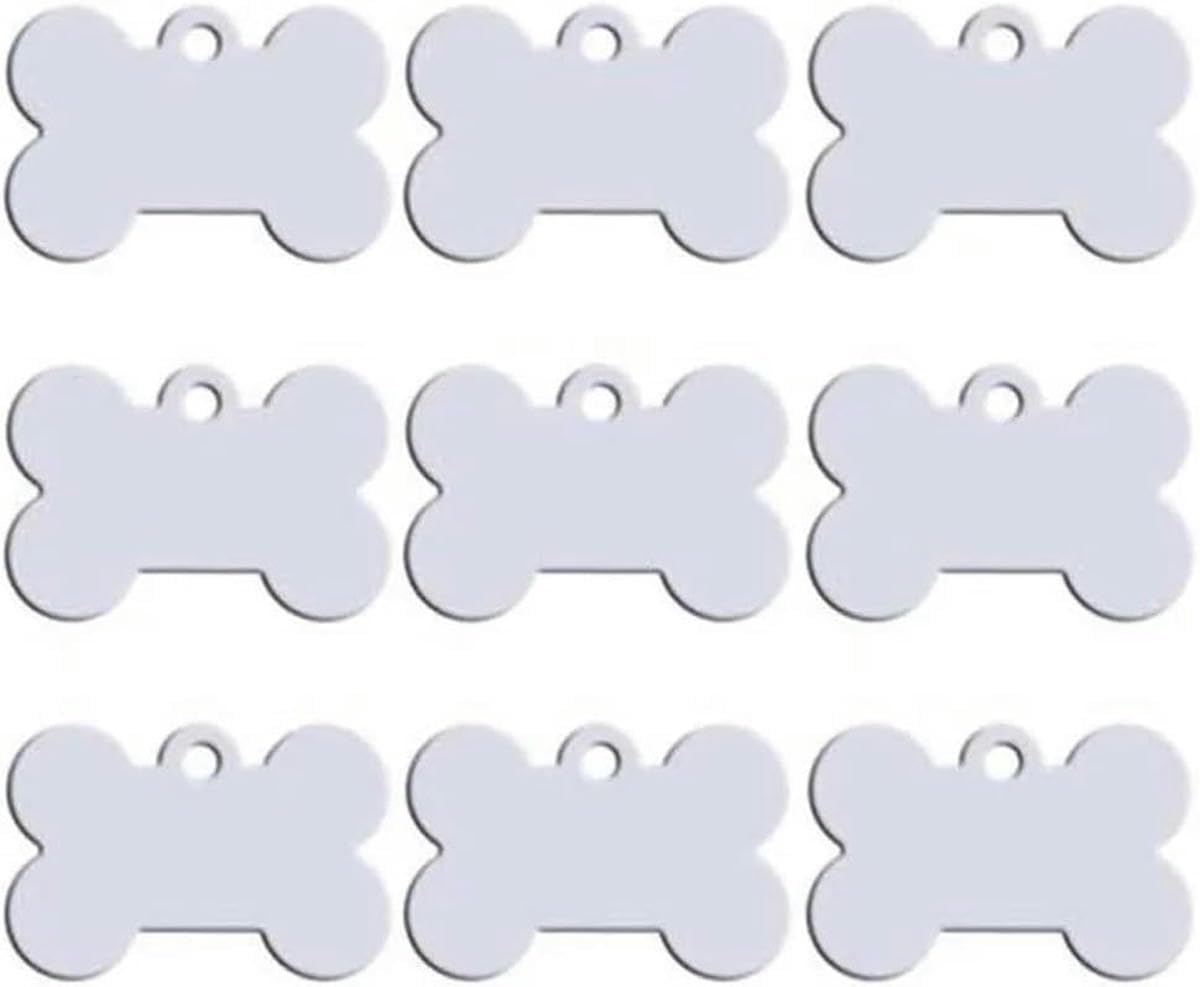 100 piezas de placa de identificación de perro en albo, placa de identificación de hueso de mascota grabada personalizada, placa de identificación de dirección de número de teléfono de perro y gato,
