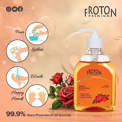 Image of Organic pH-Balance Moisturizing Rose Liquid Hand Wash with Refreshing Fragrance, Complete Protection for Soft & Gentle Hands 250ml pack of 3 (Rose(Pack of 3))