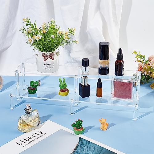 BENECREAT Acryl-Actionfiguren-Display-Riser-Ständer, 2-Stufiger Abgestufter Acryl-Aufsteller Für Präsentation von Geburtstags, Hochzeits, Party Und Dessertfiguren, 39.7x7.7x0.4cm