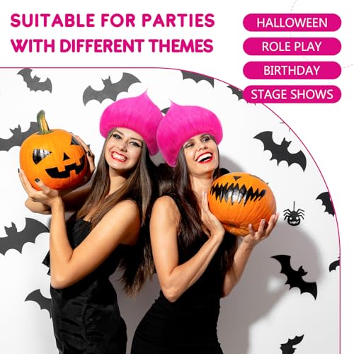 Image of Geyoga 2 Pcs Funny Wig Crazy Hair for Halloween Party,Rose Red