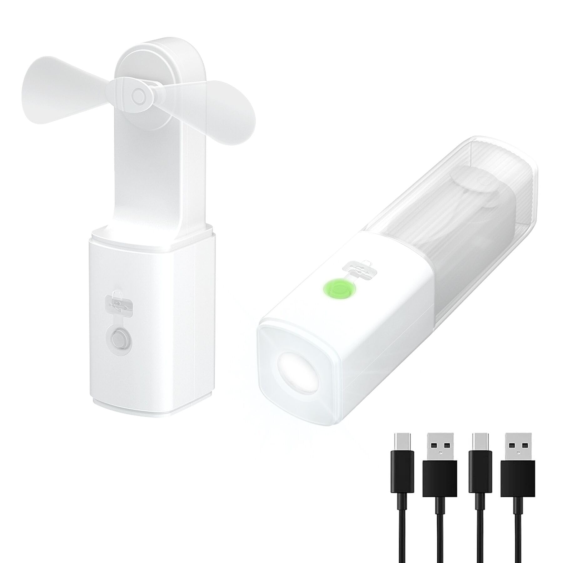 SEVENKA 2-Pack Rechargeable Fan with Flashlight, 2in1 Mini Handheld Fans with Light, Pocket USB-C Rechargeable Hand Fans, Portable Fans Cooling and Lighting Solution for Summer Travel Camping Outdoor