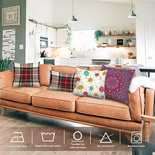 Batmerry PD-5 Red White Plaid Decorative Pillow Covers, Colorful Scottish Tartan Plaid Double Sided Throw Pillow Covers Sofa Cushion Cover Lumbar 12 X 20 Inches thumb #2