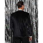TURETRENDY Men's Velvet Blazer One Button Solid Wedding Tuxedo Slim Fit Luxury Velour Suit Jacket for Dinner,Prom,Party