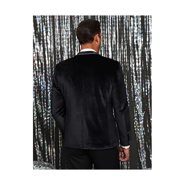 TURETRENDY Men's Velvet Blazer One Button Solid Wedding Tuxedo Slim Fit Luxury Velour Suit Jacket for Dinner,Prom,Party