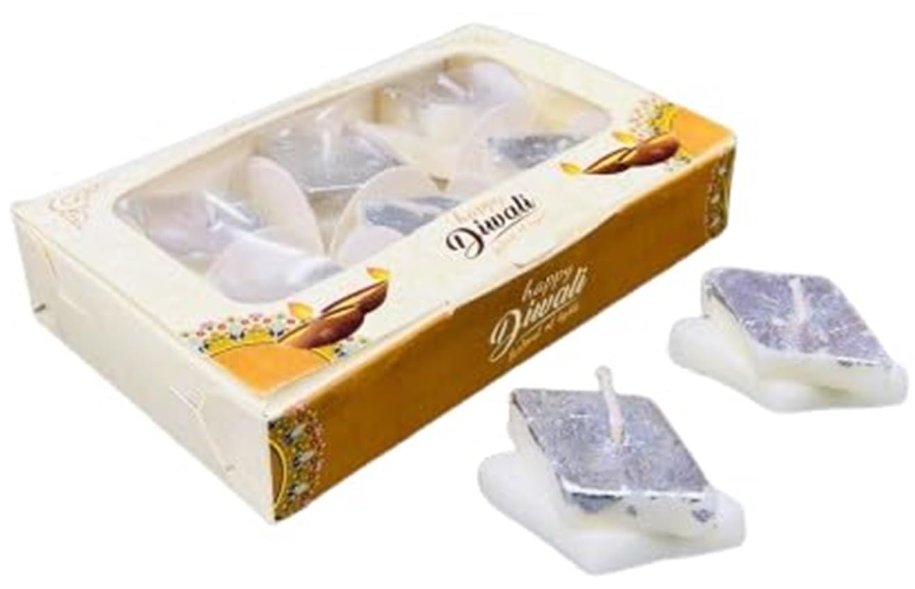 Magic Providers 100% Wax Traditional Kaju Barfi Candles for Festive Gifting, Home Decor, Diwali Gift Set (Ladoo Candles, 6, Count) 3