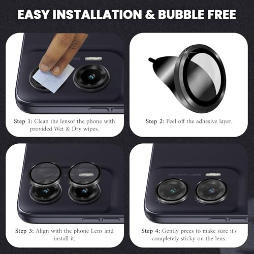 Image of ArmourPro Camera Rings Tempered Glass for Motorola G35, Tough HD Individual Aluminum Alloy Rings 9H Camera Cover, Scratch-Resistant,Camera Lens Protection| Black, 1 Pack