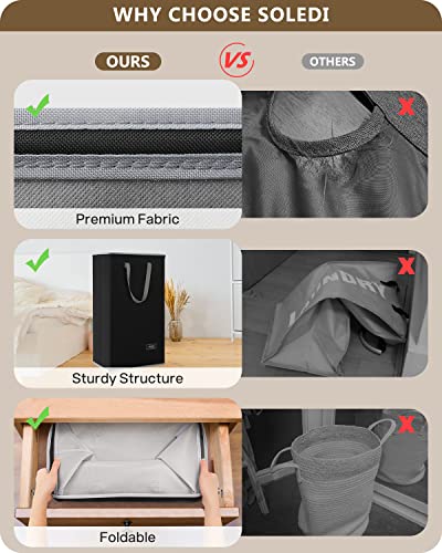Soledi 70L Slim Laundry Hamper, Foldable Laundry Basket With Handle, Small Hampers For Clothes Carry And Move, Corner Narrow Laundry Hamper For Bedroom, Bathroom, Dorm, College. Black #TOP7