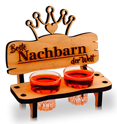 Schnapsbank mit Schnapsglas und Kerze, Deko Anker und Herz Geschenk - Beste Nachbarn der Welt Cover