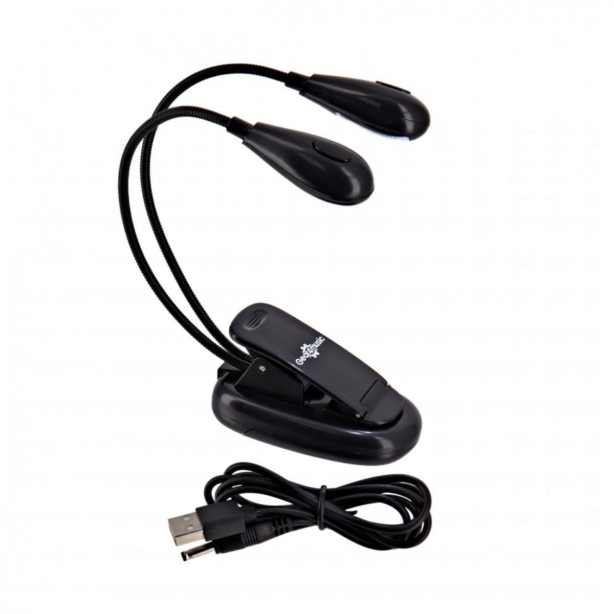 gear4music Music Stand LED Clip On Light USB or Battery Powered