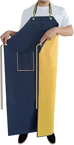 Delantales de goma impermeables con bolsillos para lavavajillas, delantal impermeable para restaurante, correa ajustable para el cuello de 47