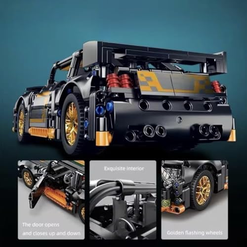 Image of 1:18 Scale Pull Back Racing Car Building Block Set (422-520 PCS) | Creative Assembly Toy for Collectors & Enthusiasts | Compatible Brick Model Kit (Orange Mustang)