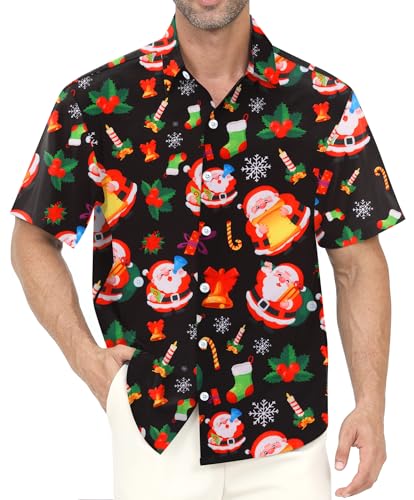 Gavliuu Hawaii Hemd Männer Ohne Tasche, Klassisches Herren Kurzarmhemd mit Blumen Druck, Leicht und Bequem als Freizeit und Urlaub Shirt (Größe: S-4XL)