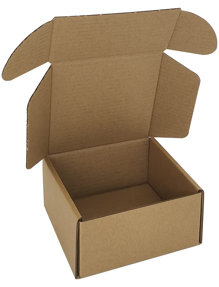 Ch-Box Kraft 50 Pack 50 Pack 10X10x5cm (4X4x2'') Small Corrugated Cardboard Postal Boxes Kraft For Shipping Mailing Packaging Royal Mail Small Parcel