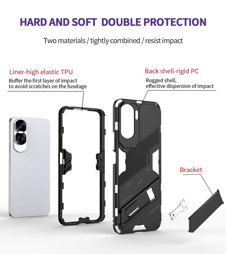 WOKEZ Fodral till Honor 90 Lite 5G - 360° Skydd & Kickstand Grå