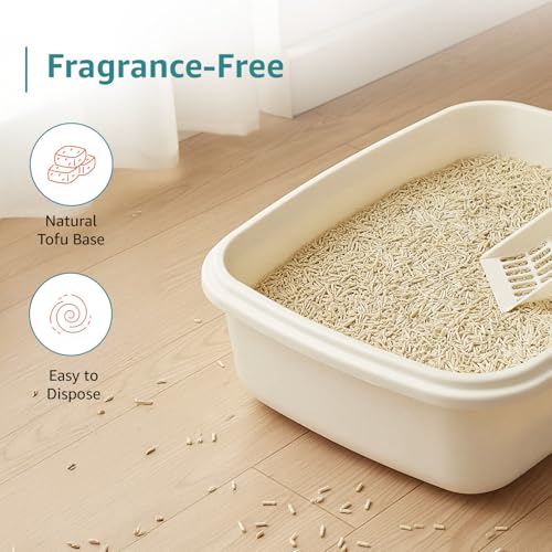 Image of Amazon Basics Premium Tofu Cat Litter | 2.5 Kg | Unscented | Organic | Biodegradable | Flushable | Dust-Free | Instant Clumping