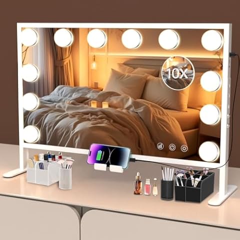Bestope Pro Curling Wand and Hollywood Vanity Mirror with Lights Cover