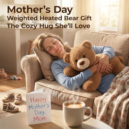 Image of Mewaii Weighted Stuffed Animals for Adults & Kids, 2-5 lbs - 23 inch Heatable Coolable Bear Plush, Microwavable Adjustable Removable Inner Pad, Realistic Hug Comfort Gift (Brown)