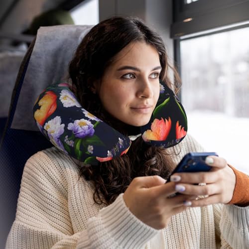 Almohada de viaje con funda de poliéster negra miniatura 6
