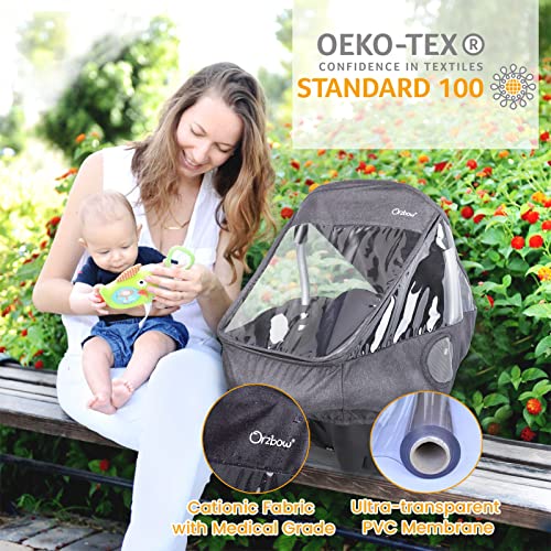 Image of Car Seat Rain Cover, Compatible with Doona Infant Car Seat Stroller, Universal Rain Cover with Window for Waterproof, and Windproof, Breathable Baby Travel Weather Shield Stroller Accessories, Black