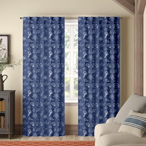 Image of Triple Pinch Pleated Blackout Curtains Thermal Insulated Room Darkening Curtains for Bedroom /Livingroom Pack of 2 Panels, Tiebacks, Hooks (Twilight Printed)