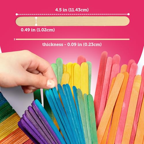 Jumbo Colored Wooden Popsicle Craft Sticks – 600 Pieces, 7 Colors, Bulk by Incraftables - Used condition - Image 3