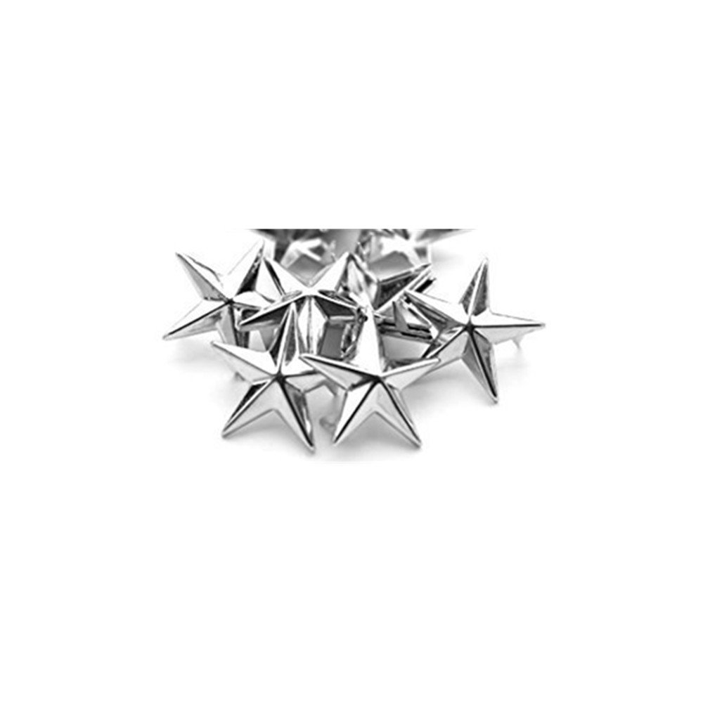 DIY Metal Star Studs Claw Nailhead Punk Rivets 50 Pcs (15MM, Silver)
