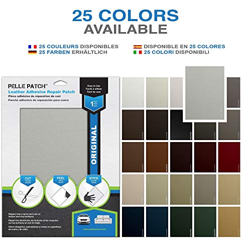 Pelle Patch - Leather & Vinyl Adhesive Repair Patch - 25 Colors Available - Original 8x11 - Light Grey - Thumbnail 2
