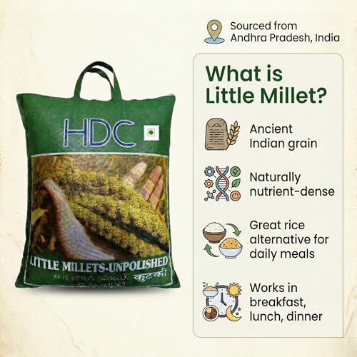 Image of HDC Siridhanya Unpolished Little Millet | Gluten free | whole grain | Plant based Protein | Net Wt 4700 g | Sourced from Andhra Pradesh, India