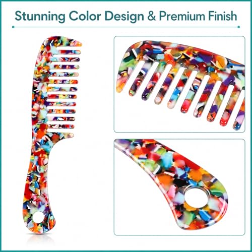 Peine de Dientes Anchos Acetato Multicolor para Cabello Rizado miniatura 4