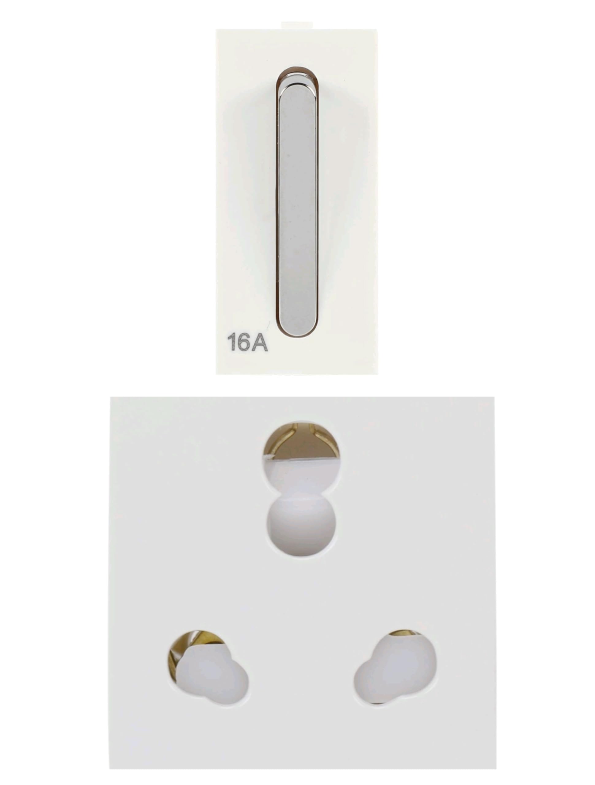 Cona Chrome 1 Way Modular Switch 16A, (Pack of 1) | + Cona 3Pin Universal 6/16A Socket with Shutter, (Pack of 1), ISI Marked, Heavy Duty Acceseries For Home, Office, Shop Etc, Total No.of Item 2-picture-13
