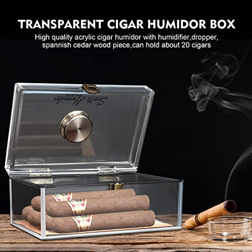Scotte Acrylic Cigar Humidor Jar/case/Box with Humidifier and Hygrometer,humidor Can Hold About 20 Cigars Including Cigar Cutters and Cigar Punch (Clear-1) - Image 6