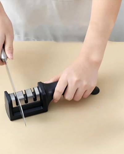 Miniatura 4 de Afilador de cuchillos de cocina, herramienta de afilado rápido de 3 etapas, la mayoría de los tipos de cuchillos de cocina, peso ligero, mango