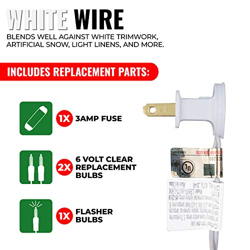 20 Count Vermont Clear Christmas String Lights on White Wire, UL Approved for Indoor Use, 4.9 Feet Total Length