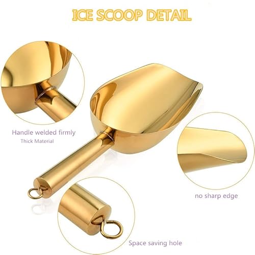 Rejzzdkoe Stainless Steel Ice Scoop And Ice Tongs,Small Round Bottom Bar Ice Flour Utility Scoop 8Oz& Buffet Clip 6Inch Kitchen Bar Bbq Party Wedding thumb #2