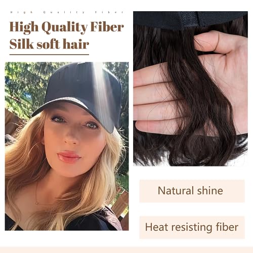 8 Inch Baseball Cap With Hair Extensions BOB Synthetic Hair With Attached Black Hat With One Piece Hair Extensions For Women - Image 4