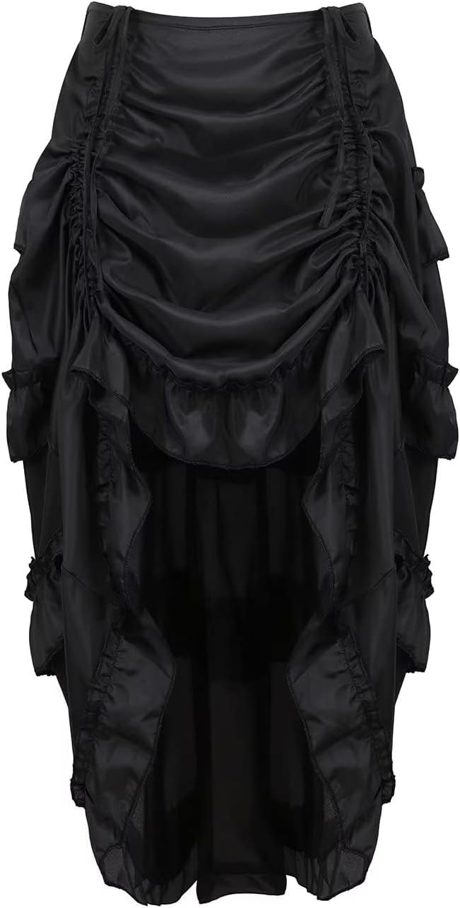 SEAUR Victoriaanse rok voor dames, renaissance, middeleeuwse maxirok met ruches, hoge taille, A-lijn, lange rok, steampunk, vintage, carnaval, feestelijk, cosplay kostuum, XXL