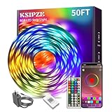 KSIPZE Led Lights for Bedroom 50ft Led Strip Lights with Remote RGB Color Changing Music Sync Smart App Control for Room Bedroom Lighting Flexible Home Décor