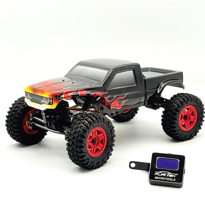 Image of furitek Terra COMP - 1 /18 RTR Crawler - Remote Control Car, RC Rock Crawler 1 /18 Scale w Carbon Fiber Chassis n 2-in-1 Outrunner Brushless System for Adults, RC Hobbyists (Black Flame (w Digiboard))