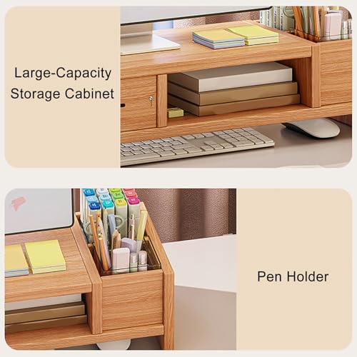 Image of Monitor Riser for Desk with Drawer Storage, Computer Monitor Stand Organizer, Desktop Screen Shelf for Home and Office Workspace(White)